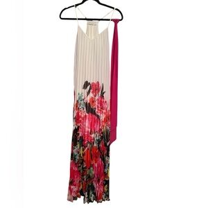 Bisou Bisou One Shoulder Floral Dress in Pink and White